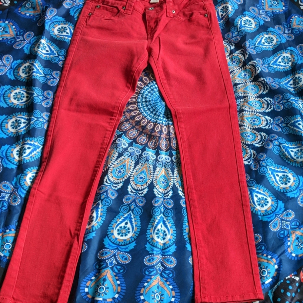 Blue Asphalt red skinny jeans size 9